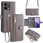 For OPPO Reno14 5G Sheep Texture Cross-body Zipper Wallet Leather Phone Case(Grey) - 1