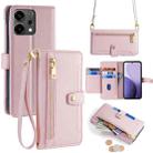 For OPPO Reno14 5G Sheep Texture Cross-body Zipper Wallet Leather Phone Case(Pink) - 1