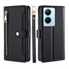 For vivo Y78 Plus 5G Sheep Texture Cross-body Zipper Wallet Leather Phone Case(Black) - 1