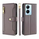 For vivo Y78 Plus 5G Sheep Texture Cross-body Zipper Wallet Leather Phone Case(Grey) - 1