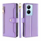 For vivo Y78 Plus 5G Sheep Texture Cross-body Zipper Wallet Leather Phone Case(Purple) - 1