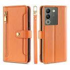 For vivo V29e 5G Sheep Texture Cross-body Zipper Wallet Leather Phone Case(Orange) - 1