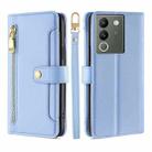 For vivo V29e 5G Sheep Texture Cross-body Zipper Wallet Leather Phone Case(Blue) - 1