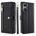 For vivo Y03 4G Sheep Texture Cross-body Zipper Wallet Leather Phone Case(Black) - 1