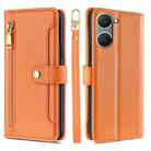 For vivo Y03 4G Sheep Texture Cross-body Zipper Wallet Leather Phone Case(Orange) - 1