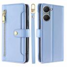 For vivo Y03 4G Sheep Texture Cross-body Zipper Wallet Leather Phone Case(Blue) - 1