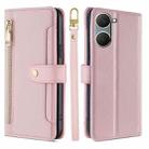 For vivo Y03 4G Sheep Texture Cross-body Zipper Wallet Leather Phone Case(Pink) - 1