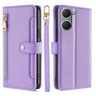 For vivo Y03 4G Sheep Texture Cross-body Zipper Wallet Leather Phone Case(Purple) - 1