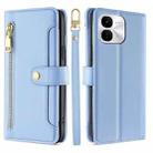 For vivo iQOO Z9x Sheep Texture Cross-body Zipper Wallet Leather Phone Case(Blue) - 1