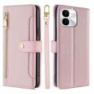 For vivo iQOO Z9x Sheep Texture Cross-body Zipper Wallet Leather Phone Case(Pink) - 1