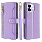 For vivo iQOO Z9x Sheep Texture Cross-body Zipper Wallet Leather Phone Case(Purple) - 1