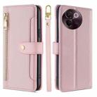 For vivo V30e 5G Global Sheep Texture Cross-body Zipper Wallet Leather Phone Case(Pink) - 1