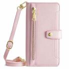 For vivo V30e 5G Global Sheep Texture Cross-body Zipper Wallet Leather Phone Case(Pink) - 2