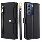 For vivo Y100 5G IDN Sheep Texture Cross-body Zipper Wallet Leather Phone Case(Black) - 1