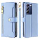 For vivo Y100 5G IDN Sheep Texture Cross-body Zipper Wallet Leather Phone Case(Blue) - 1