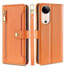 For vivo S19 Sheep Texture Cross-body Zipper Wallet Leather Phone Case(Orange) - 1