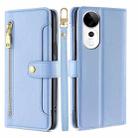 For vivo S19 Pro Sheep Texture Cross-body Zipper Wallet Leather Phone Case(Blue) - 1