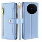 For vivo X100s Sheep Texture Cross-body Zipper Wallet Leather Phone Case(Blue) - 1