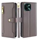 For vivo Y28 4G Sheep Texture Cross-body Zipper Wallet Leather Phone Case(Grey) - 1