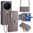 For vivo X200 Pro 5G Sheep Texture Cross-body Zipper Wallet Leather Phone Case(Grey) - 1