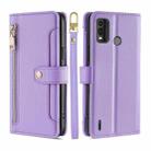 For Nokia G11 Plus Lite Sheep Texture Cross-body Zipper Wallet Leather Phone Case(Purple) - 1