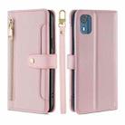 For Nokia C02 TA-1522 Lite Sheep Texture Cross-body Zipper Wallet Leather Phone Case(Pink) - 1