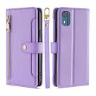 For Nokia C02 TA-1522 Lite Sheep Texture Cross-body Zipper Wallet Leather Phone Case(Purple) - 1