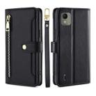 For Nokia C110 4G Lite Sheep Texture Cross-body Zipper Wallet Leather Phone Case(Black) - 1