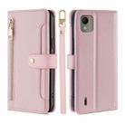For Nokia C110 4G Lite Sheep Texture Cross-body Zipper Wallet Leather Phone Case(Pink) - 1