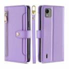 For Nokia C110 4G Lite Sheep Texture Cross-body Zipper Wallet Leather Phone Case(Purple) - 1