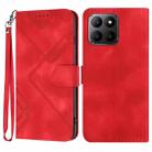 For Honor 70 Lite Line Pattern Skin Feel Leather Phone Case(Red) - 1