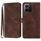 For Honor 70 Lite Line Pattern Skin Feel Leather Phone Case(Coffee) - 1