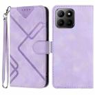 For Honor 70 Lite Line Pattern Skin Feel Leather Phone Case(Light Purple) - 1