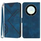 For Honor Magic5 Lite 5G Line Pattern Skin Feel Leather Phone Case(Royal Blue) - 1