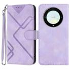 For Honor Magic5 Lite 5G Line Pattern Skin Feel Leather Phone Case(Light Purple) - 1