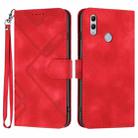 For Honor 10 Lite Line Pattern Skin Feel Leather Phone Case(Red) - 1