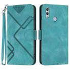 For Honor 10 Lite Line Pattern Skin Feel Leather Phone Case(Light Blue) - 1