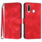 For Honor 20S Russia /20 lite Russia  Line Pattern Skin Feel Leather Phone Case(Red) - 1