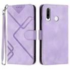 For Honor 20S Russia /20 lite Russia  Line Pattern Skin Feel Leather Phone Case(Light Purple) - 1