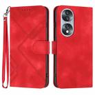 For Honor 70 Line Pattern Skin Feel Leather Phone Case(Red) - 1