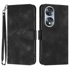 For Honor 70 Line Pattern Skin Feel Leather Phone Case(Black) - 1