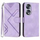 For Honor 70 Line Pattern Skin Feel Leather Phone Case(Light Purple) - 1