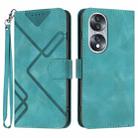 For Honor 70 Line Pattern Skin Feel Leather Phone Case(Light Blue) - 1