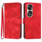 For Honor 70 Pro / 70 Pro+ Line Pattern Skin Feel Leather Phone Case(Red) - 1