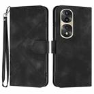 For Honor 70 Pro / 70 Pro+ Line Pattern Skin Feel Leather Phone Case(Black) - 1