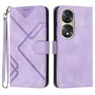 For Honor 70 Pro / 70 Pro+ Line Pattern Skin Feel Leather Phone Case(Light Purple) - 1