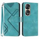 For Honor 70 Pro / 70 Pro+ Line Pattern Skin Feel Leather Phone Case(Light Blue) - 1