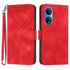 For Honor X7 4G/Play 30 Plus Line Pattern Skin Feel Leather Phone Case(Red) - 1