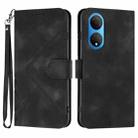 For Honor X7 4G/Play 30 Plus Line Pattern Skin Feel Leather Phone Case(Black) - 1