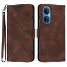 For Honor X7 4G/Play 30 Plus Line Pattern Skin Feel Leather Phone Case(Coffee) - 1